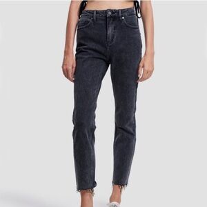 Lattelier Women’s High Waist Tapered Jeans in Dark Gray Size XL